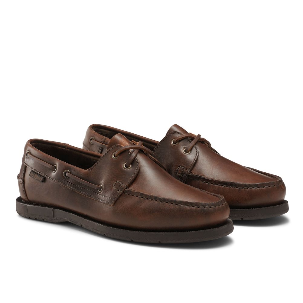 Férfi Russell And Bromley Bowline Waxy Bőr Deck Alkalmi Cipő Sötétbarna | 043785FXW