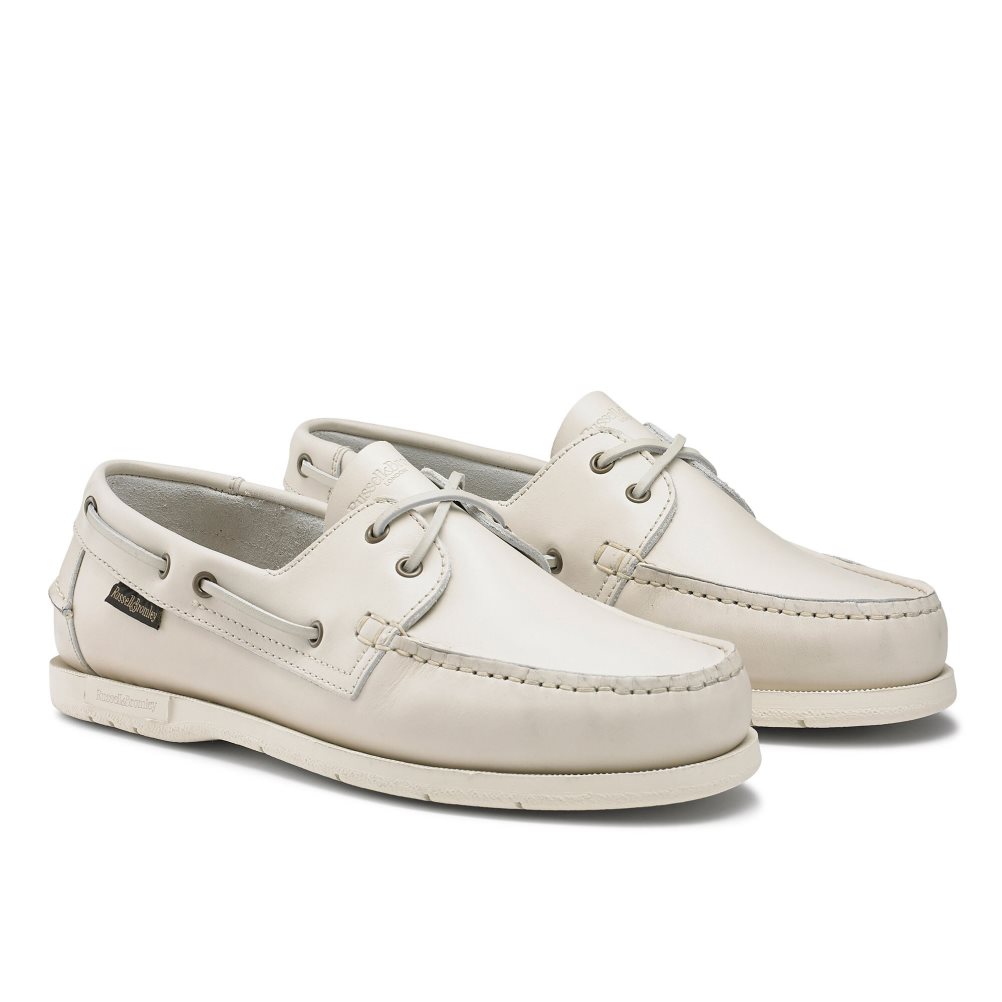 Férfi Russell And Bromley Bowline Waxy Bőr Deck Alkalmi Cipő Bézs | 679384QZV