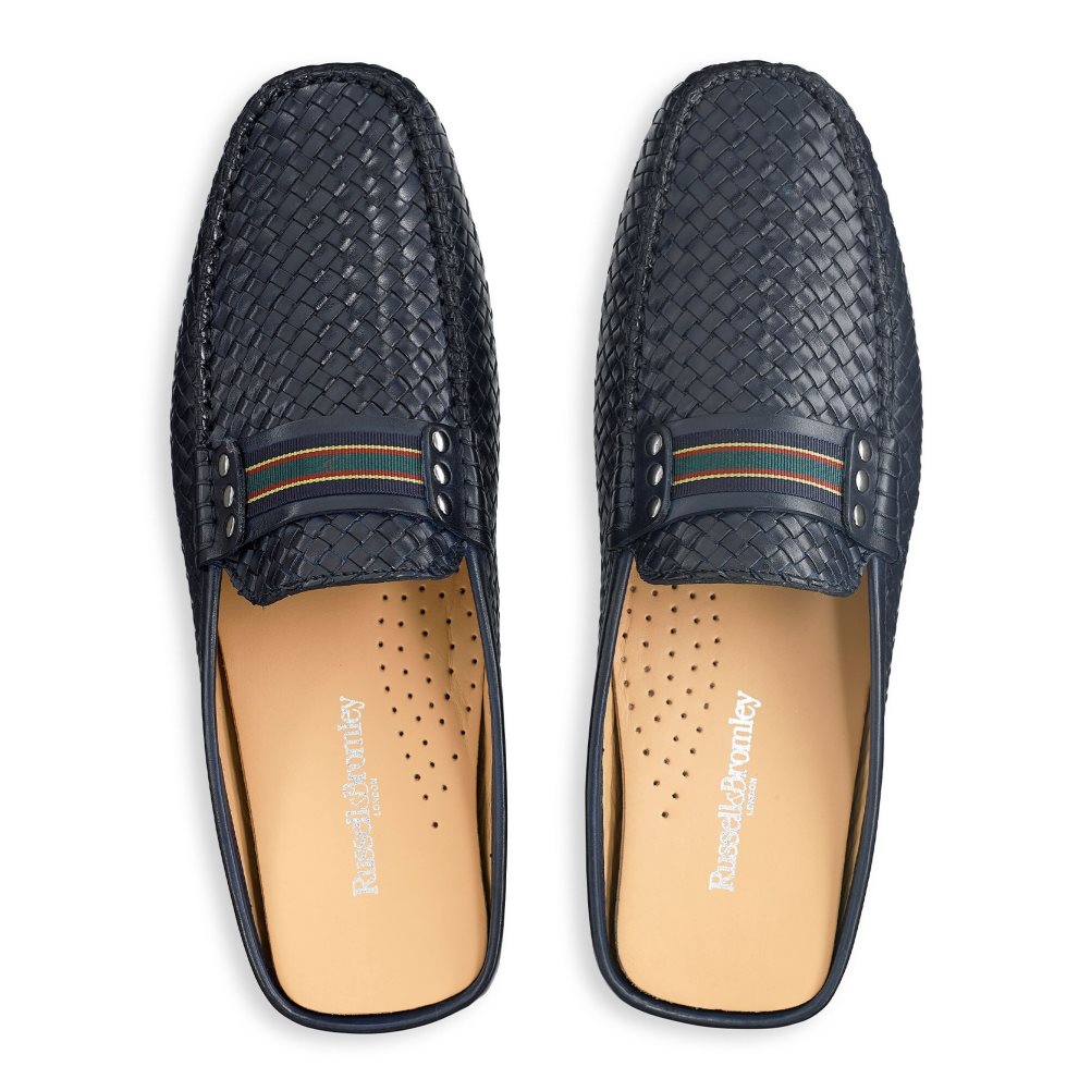 Férfi Russell And Bromley Cabriolet Backless Loafer Cipő Sötétkék | 073859JIS