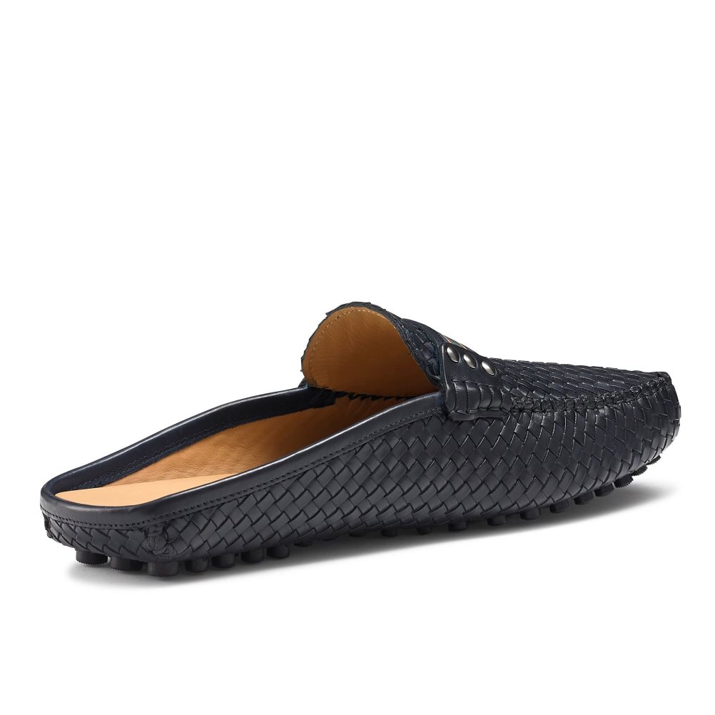 Férfi Russell And Bromley Cabriolet Backless Loafer Cipő Sötétkék | 073859JIS