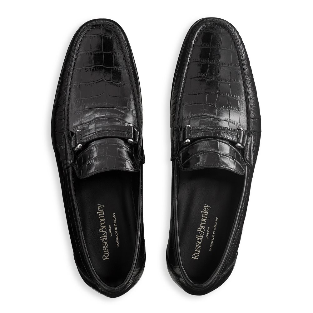 Férfi Russell And Bromley Elite Slip On Mokaszin Fekete | 583460BER