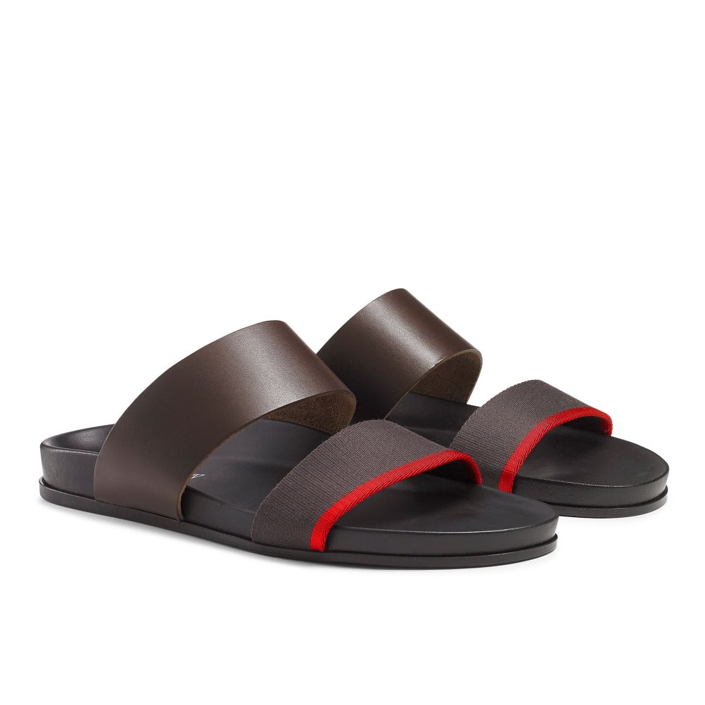 Férfi Russell And Bromley Fab Line Footbed Szandál Csokoládé | 512938JVM