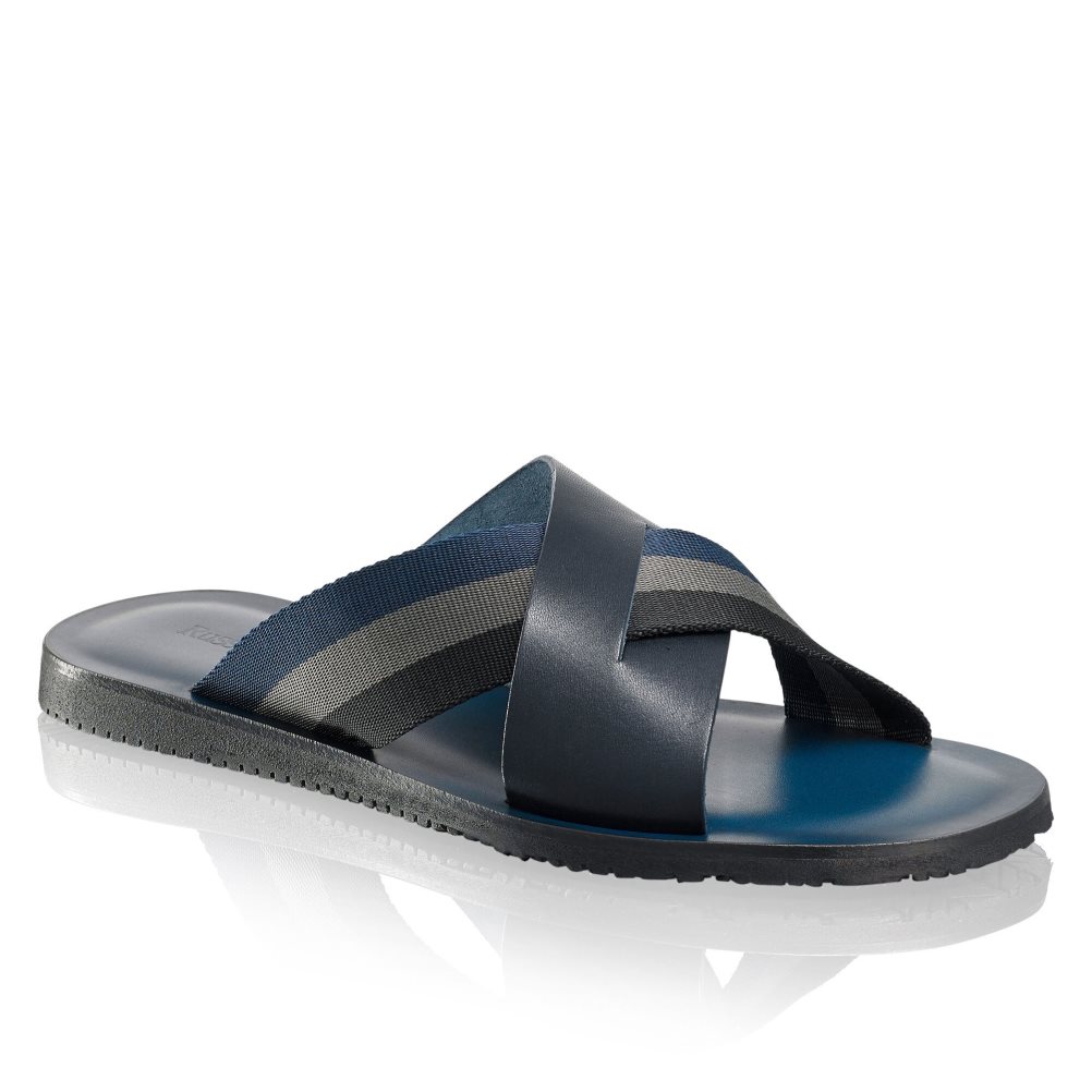 Férfi Russell And Bromley Fab Slip-on Slide Szandálok Sötétkék | 032514JTN