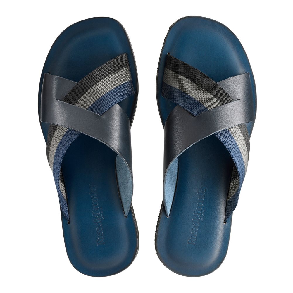 Férfi Russell And Bromley Fab Slip-on Slide Szandálok Sötétkék | 032514JTN