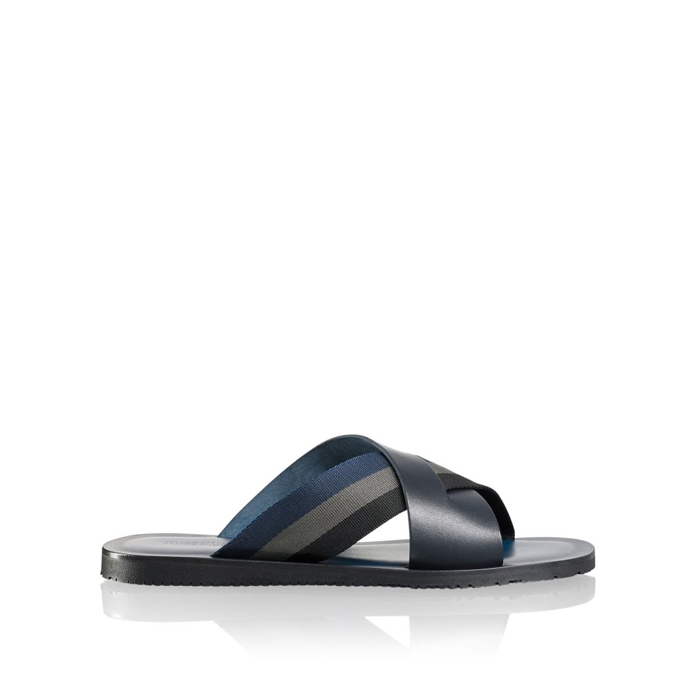 Férfi Russell And Bromley Fab Slip-on Slide Szandálok Sötétkék | 032514JTN