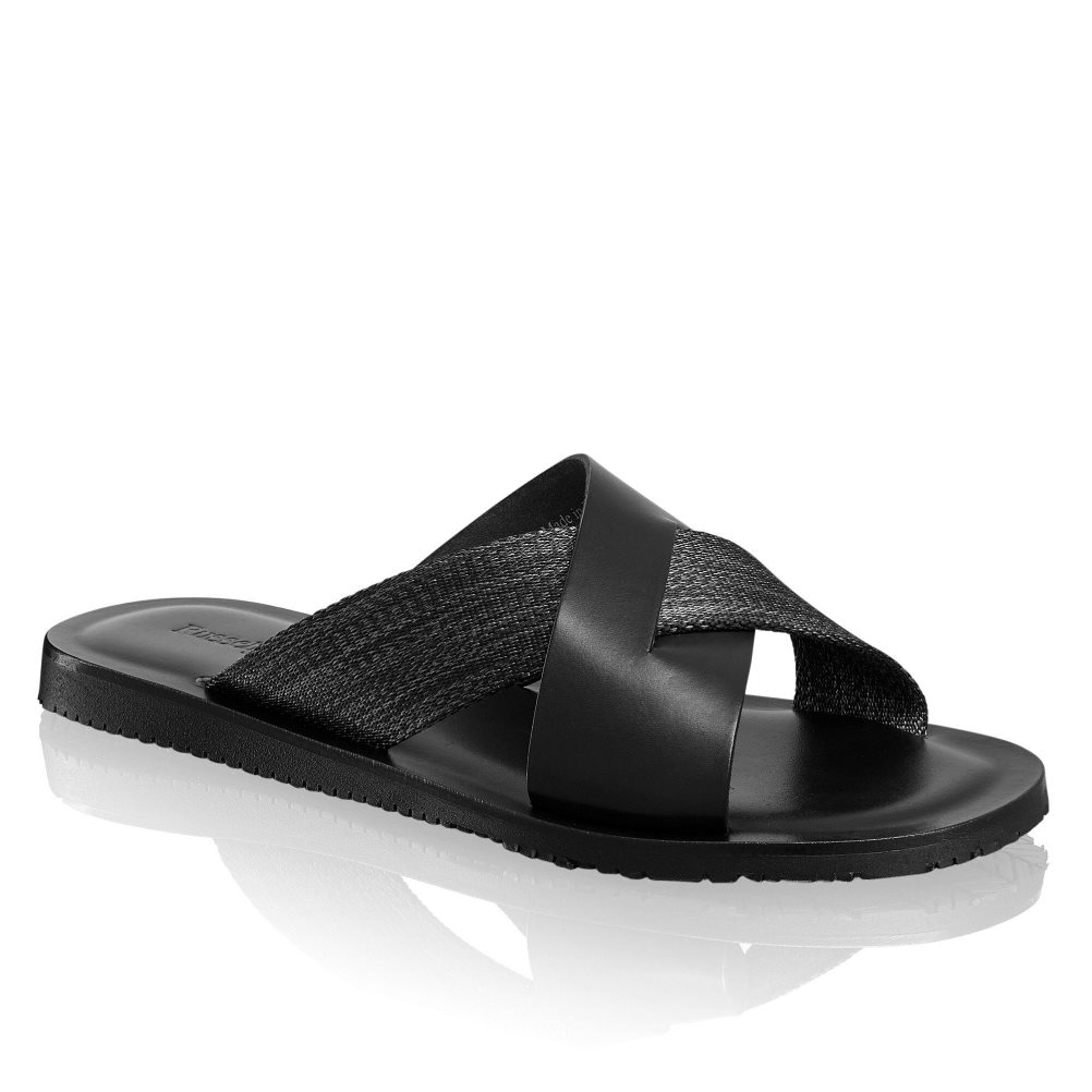 Férfi Russell And Bromley Fab Slip-on Slide Szandálok Fekete | 174356TLR