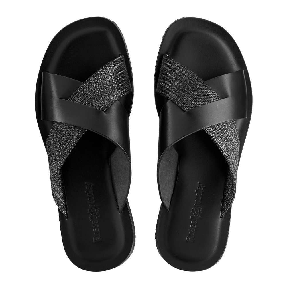 Férfi Russell And Bromley Fab Slip-on Slide Szandálok Fekete | 174356TLR