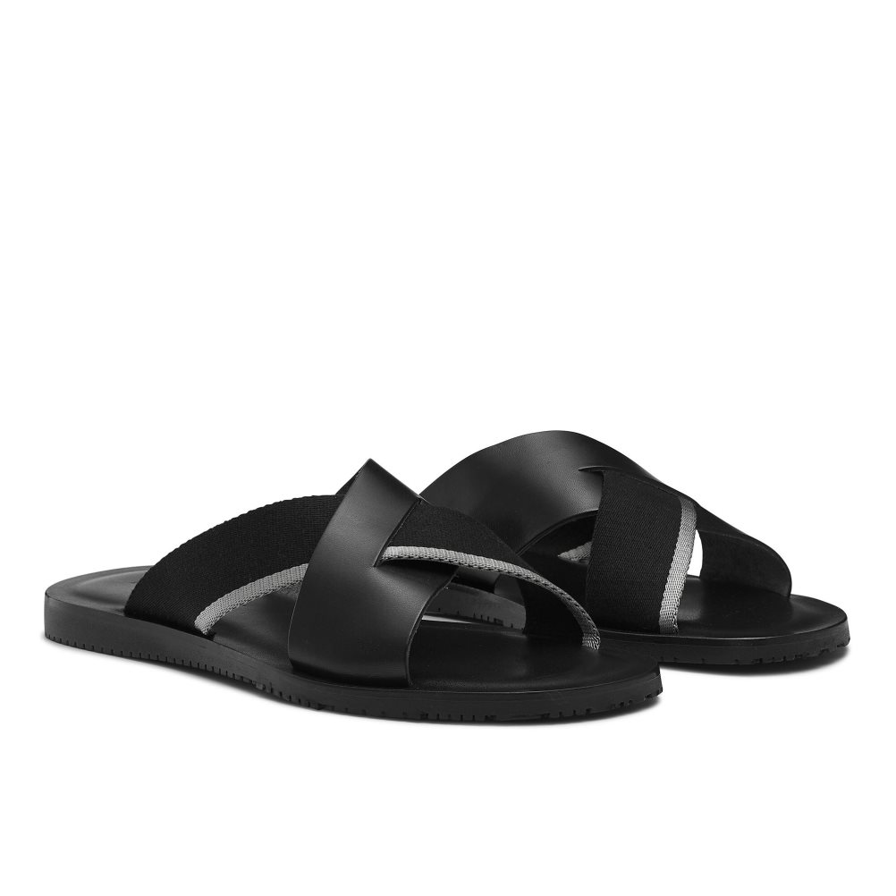 Férfi Russell And Bromley Fab Slip-on Slide Szandálok Fekete | 716534GCS