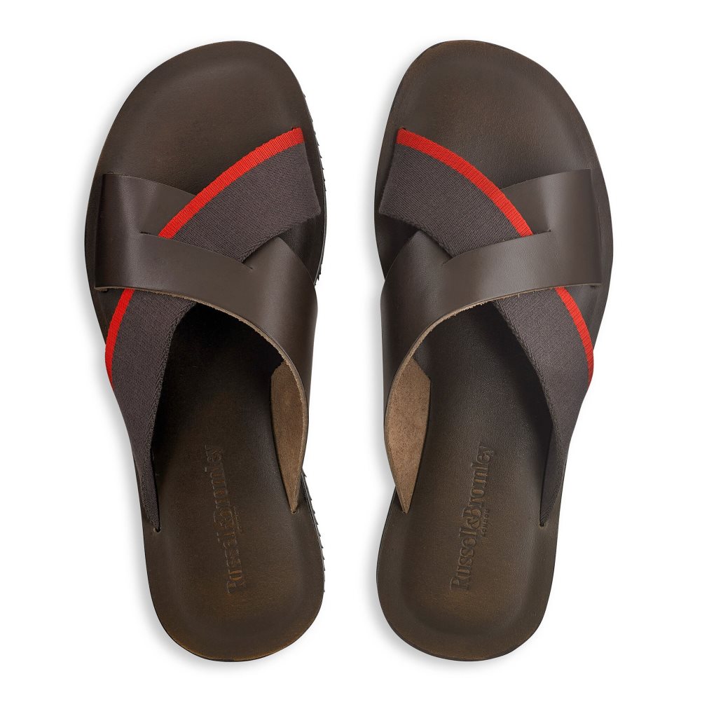 Férfi Russell And Bromley Fab Slip-on Slide Szandálok Sötétbarna | 786594VTN