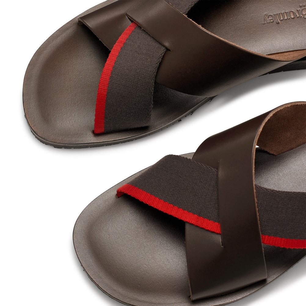 Férfi Russell And Bromley Fab Slip-on Slide Szandálok Sötétbarna | 786594VTN