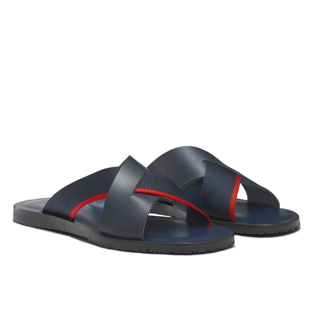 Férfi Russell And Bromley Fab Slip-on Slide Szandálok Sötétkék | 947826RFL