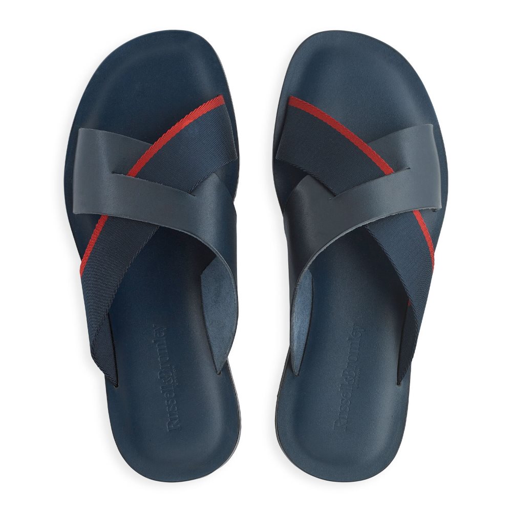 Férfi Russell And Bromley Fab Slip-on Slide Szandálok Sötétkék | 947826RFL