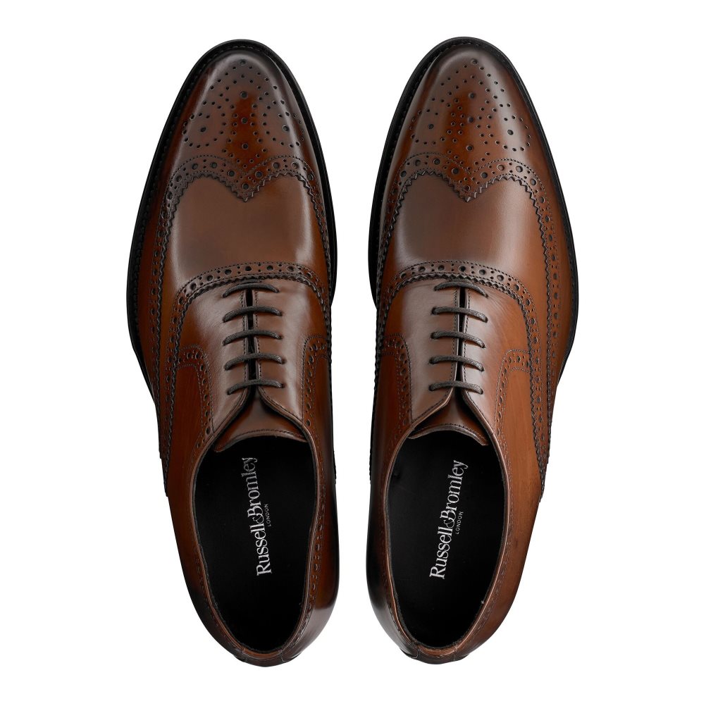 Férfi Russell And Bromley Oak Antiqued Brogue Oxford Ruha Cipő Sötétbarna | 423579RXY