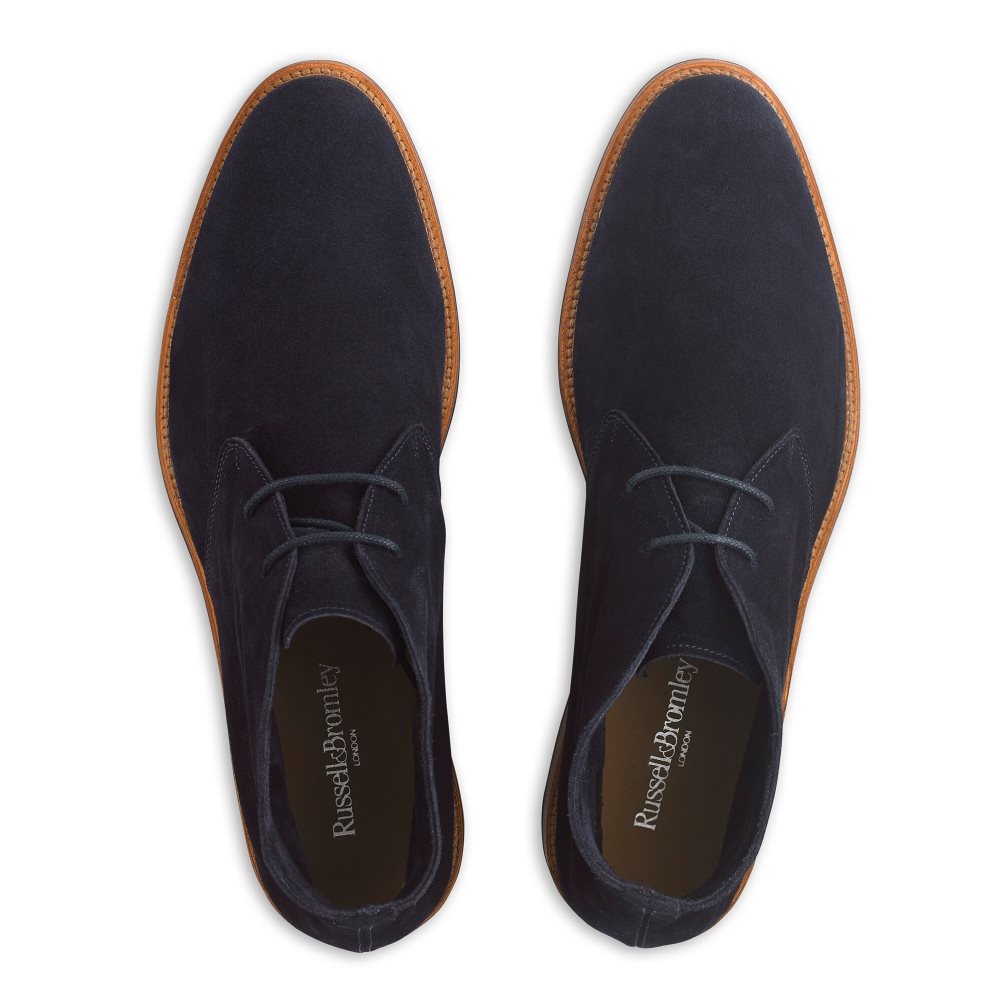 Férfi Russell And Bromley Pall Mall Unlined Chukka Csizma Sötétkék | 631708KWU