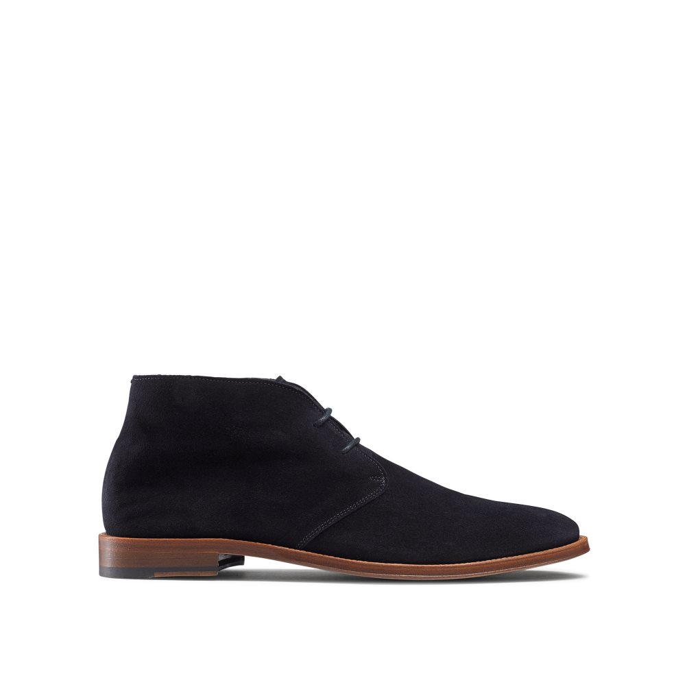 Férfi Russell And Bromley Pall Mall Unlined Chukka Csizma Sötétkék | 631708KWU