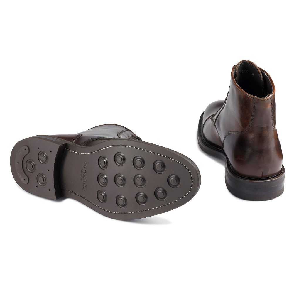 Férfi Russell And Bromley Portobello Toe-cap Csipke Bokacsizma Sötétbarna | 081635FHT