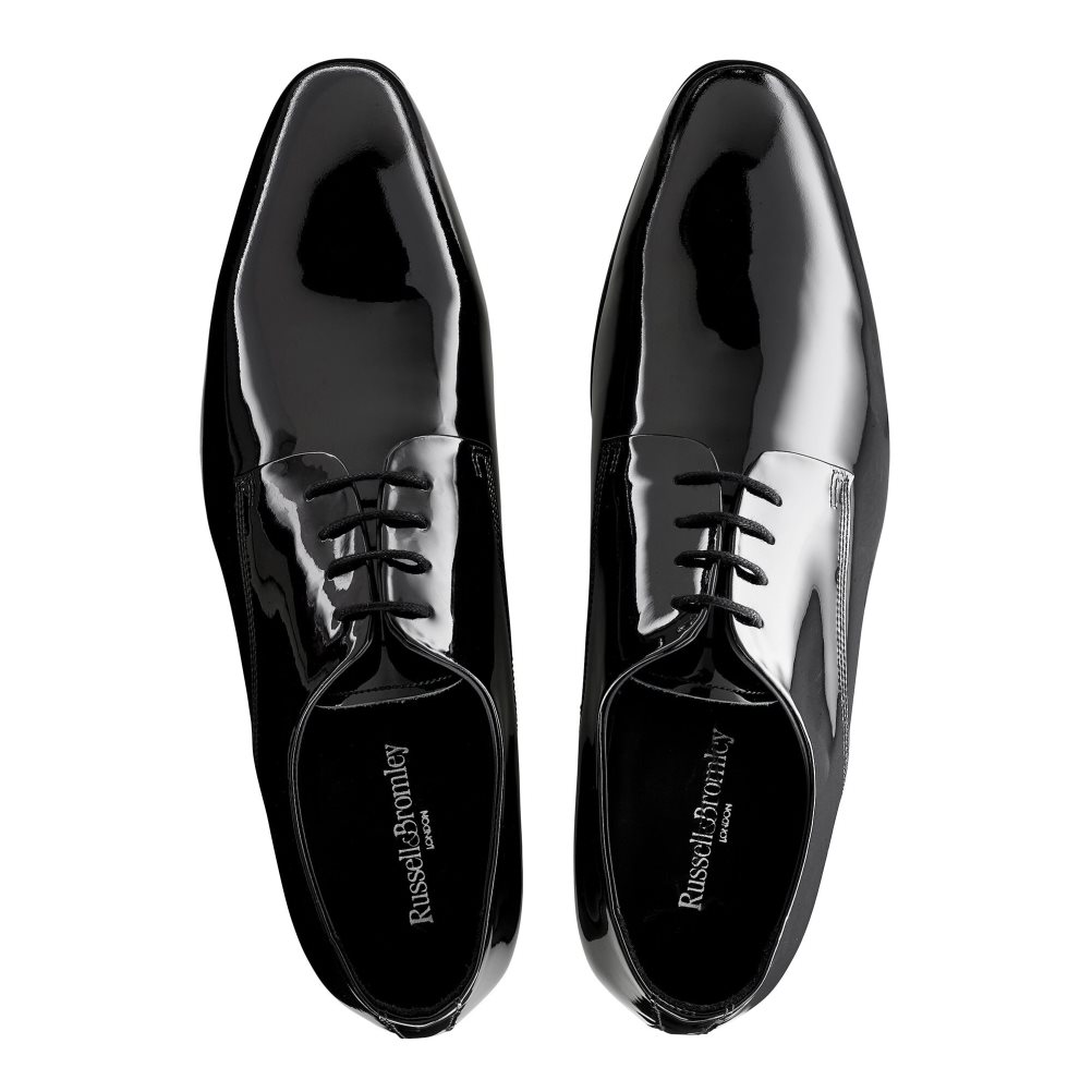 Férfi Russell And Bromley Sinatra Lakkbőr Derby Csipke-up Ruha Cipő Fekete | 485793CUY