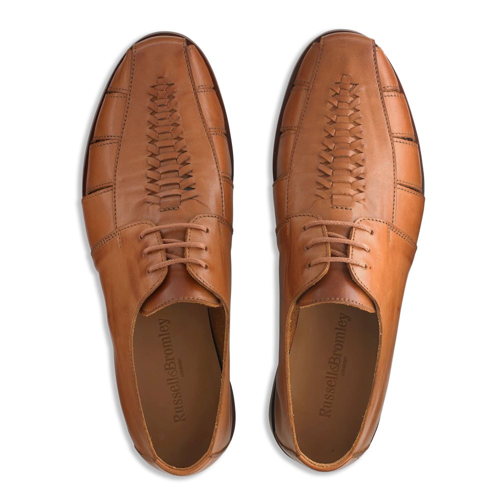 Férfi Russell And Bromley Southbound Weave Detail Derby Cipő Barna | 713495GRS