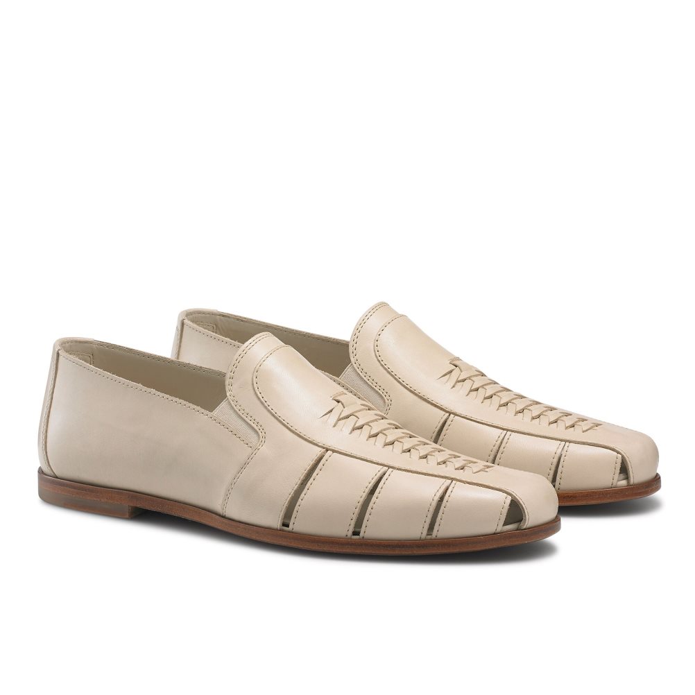 Férfi Russell And Bromley Southend Weave Detail Slip On Alkalmi Cipő Bézs | 427915TQS