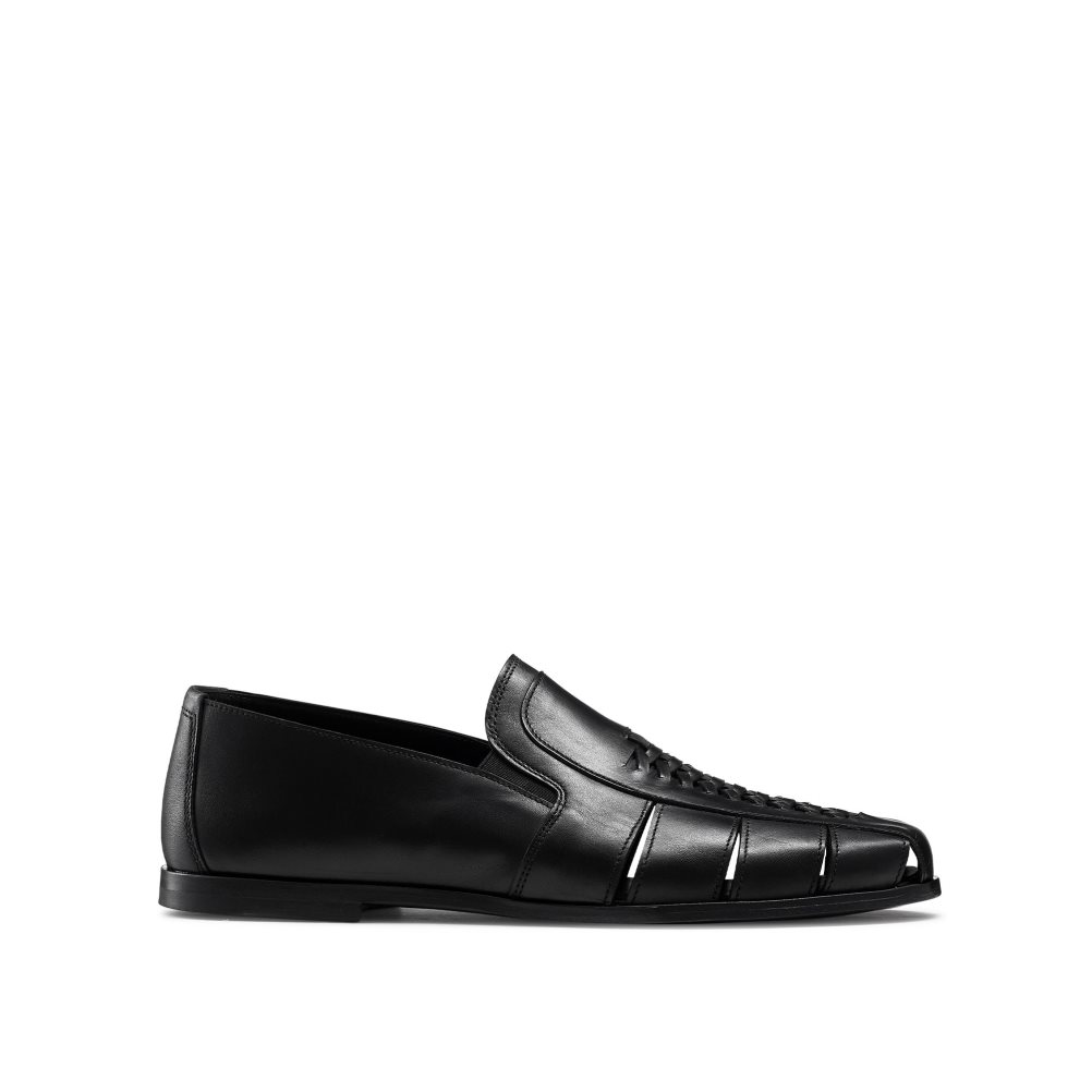 Férfi Russell And Bromley Southend Weave Detail Slip On Alkalmi Cipő Fekete | 489710IFG