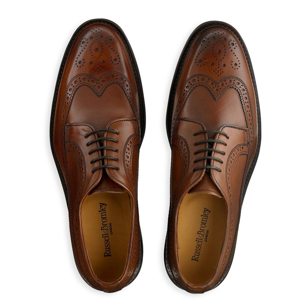 Férfi Russell And Bromley Southport Rubber Sole Derby Ruha Cipő Sötétbarna | 524973PLS