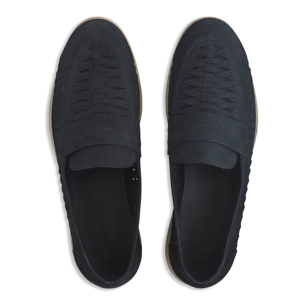 Férfi Russell And Bromley Uppermost Weave Detail Loafer Cipő Sötétkék | 384792VXR