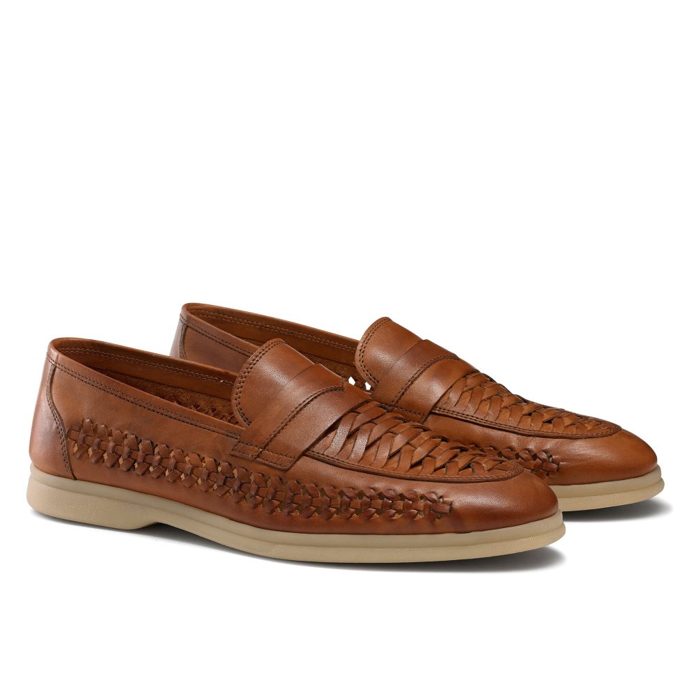 Férfi Russell And Bromley Uppermost Weave Detail Loafer Cipő Barna | 863427NJH