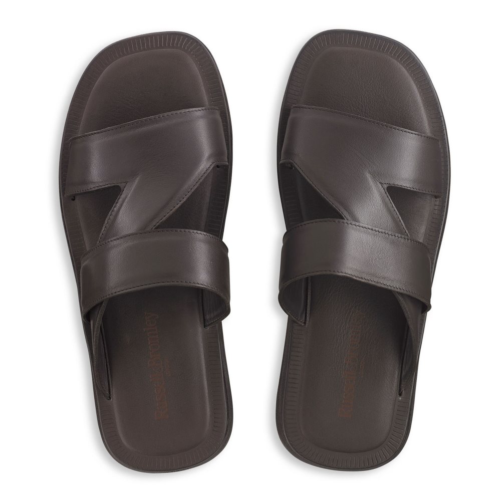 Férfi Russell And Bromley Zeus Slide Szandálok Csokoládé | 649035OUI