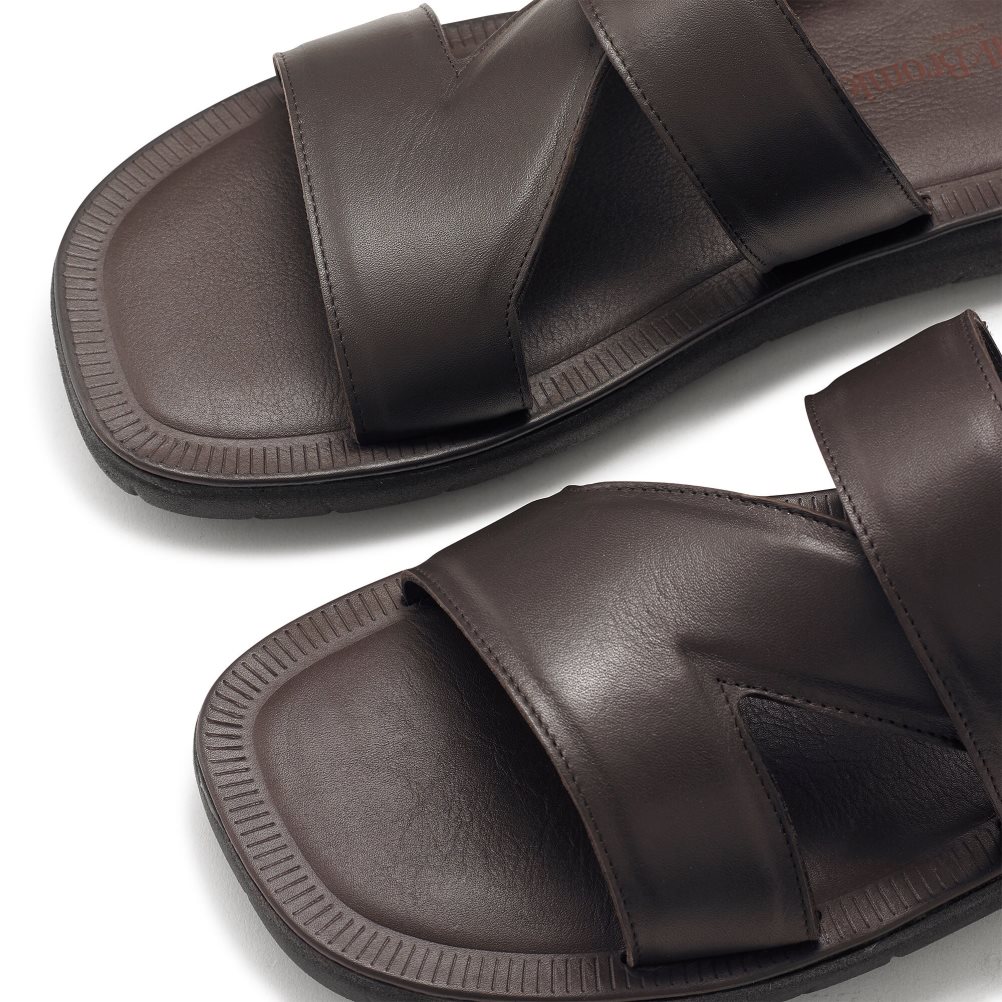 Férfi Russell And Bromley Zeus Slide Szandálok Csokoládé | 649035OUI