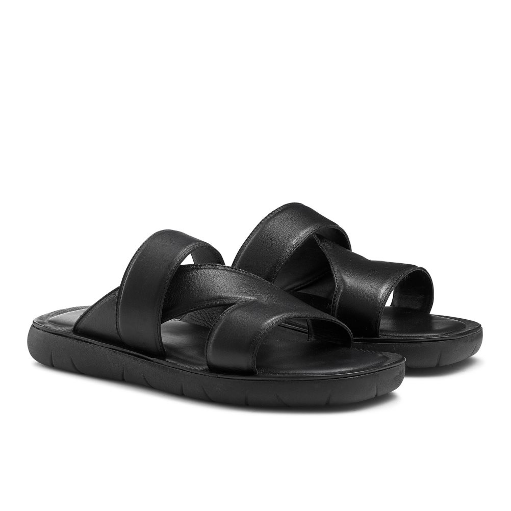 Férfi Russell And Bromley Zeus Slide Szandálok Fekete | 714365ZUX