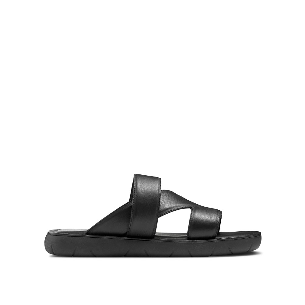 Férfi Russell And Bromley Zeus Slide Szandálok Fekete | 714365ZUX