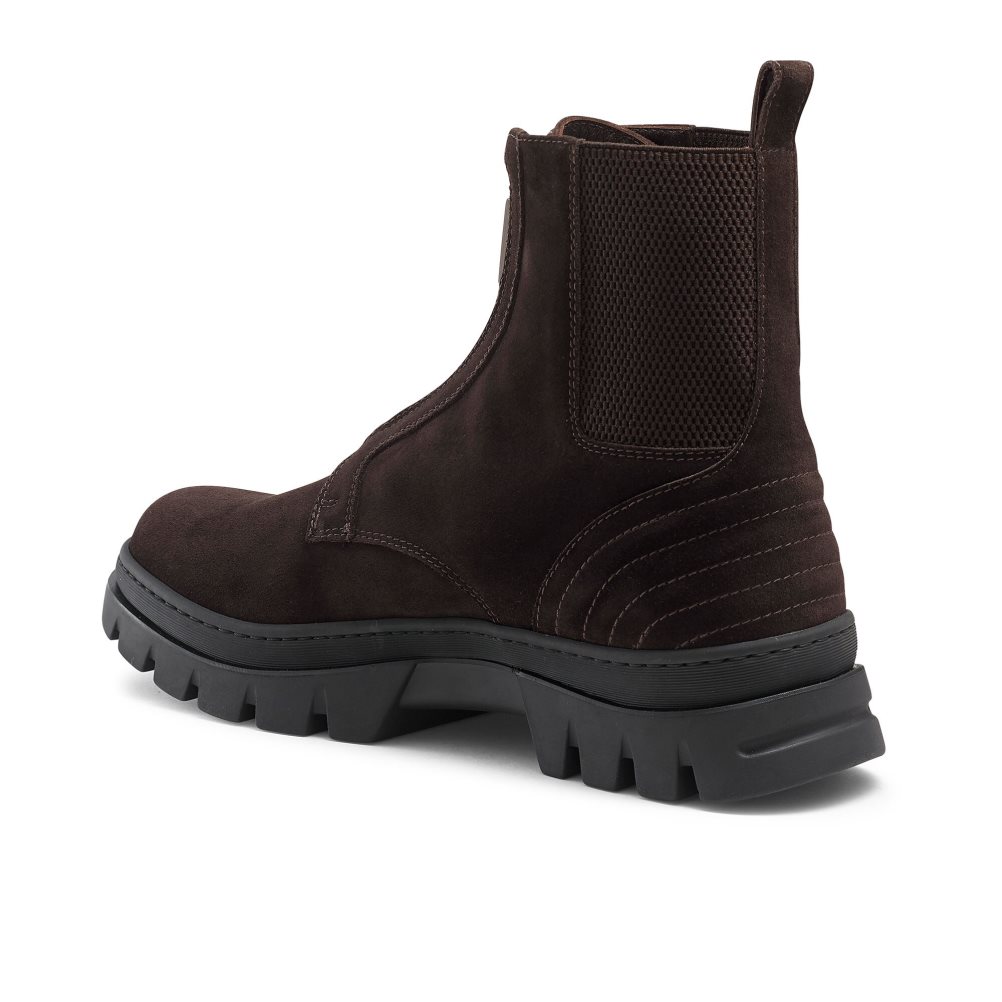 Férfi Russell And Bromley Zip Wire Dryleks Zip Up Bokacsizma Csokoládé | 624375CRB