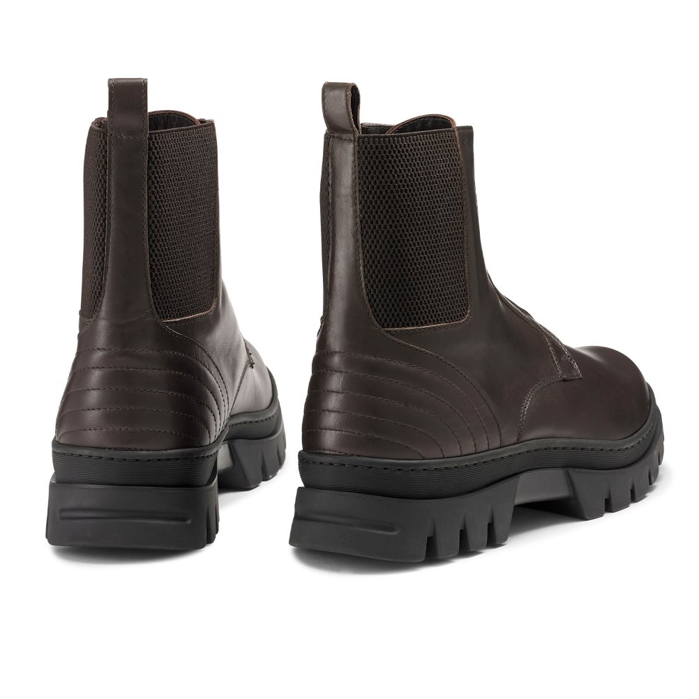 Férfi Russell And Bromley Zip Wire Dryleks Zip Up Bokacsizma Csokoládé | 871935UVB