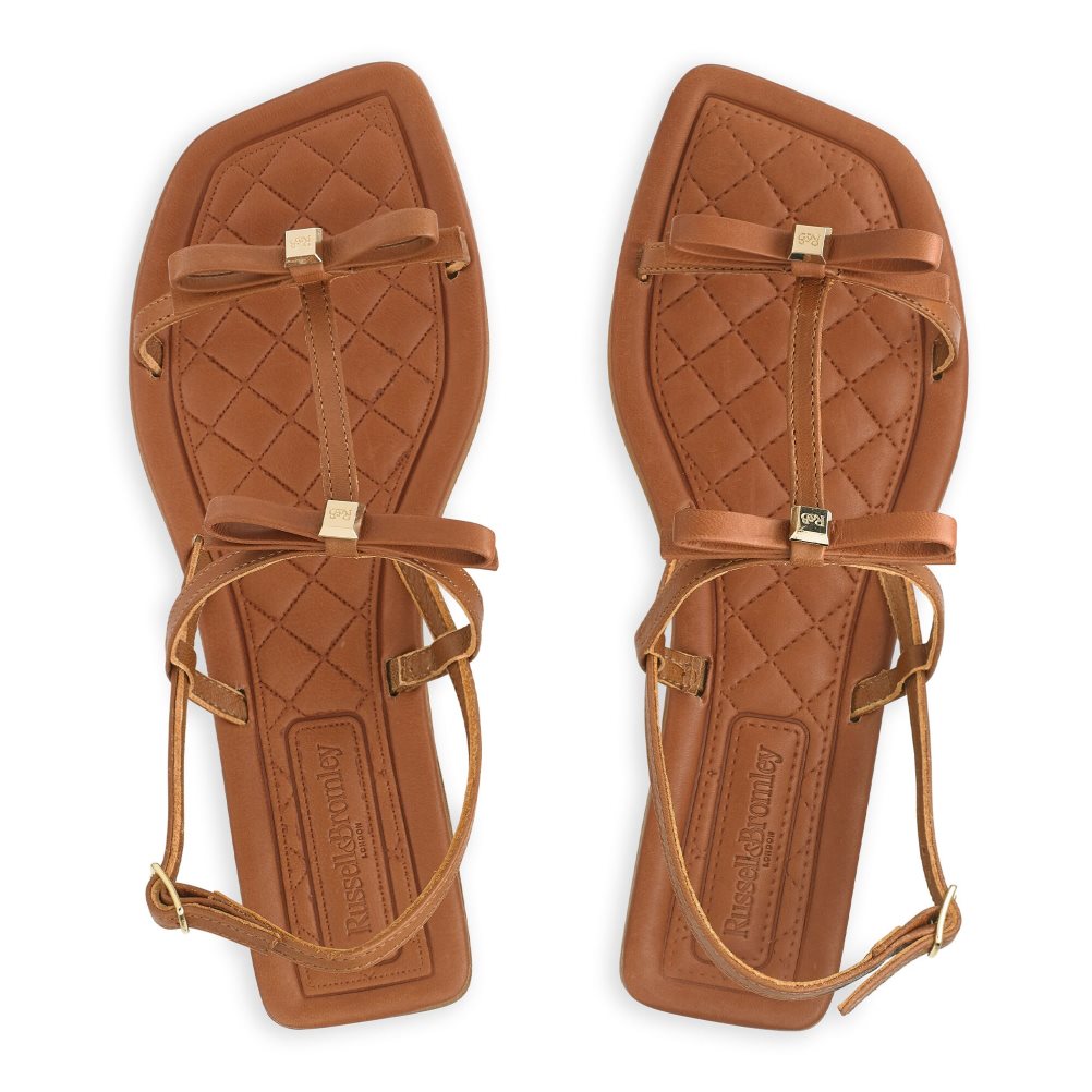 Női Russell And Bromley Beau Beau Double Bow Lapos Szandál Barna | 317496LJP