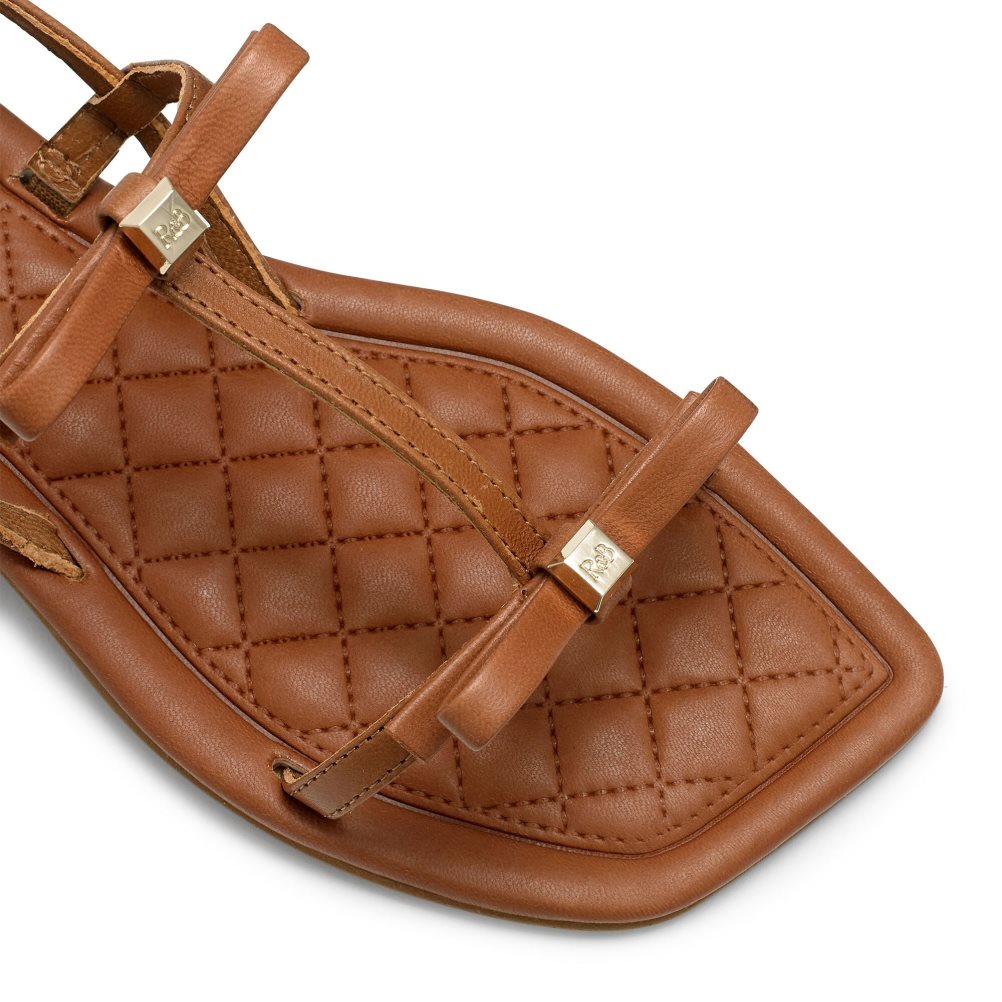 Női Russell And Bromley Beau Beau Double Bow Lapos Szandál Barna | 317496LJP