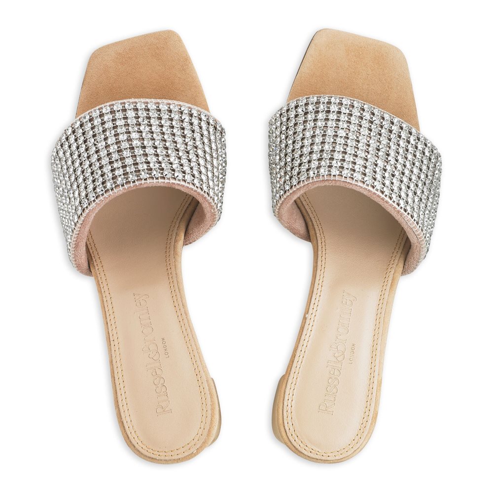 Női Russell And Bromley Blingbloc Diamante Block Mule Cipő Titán | 253896CFB