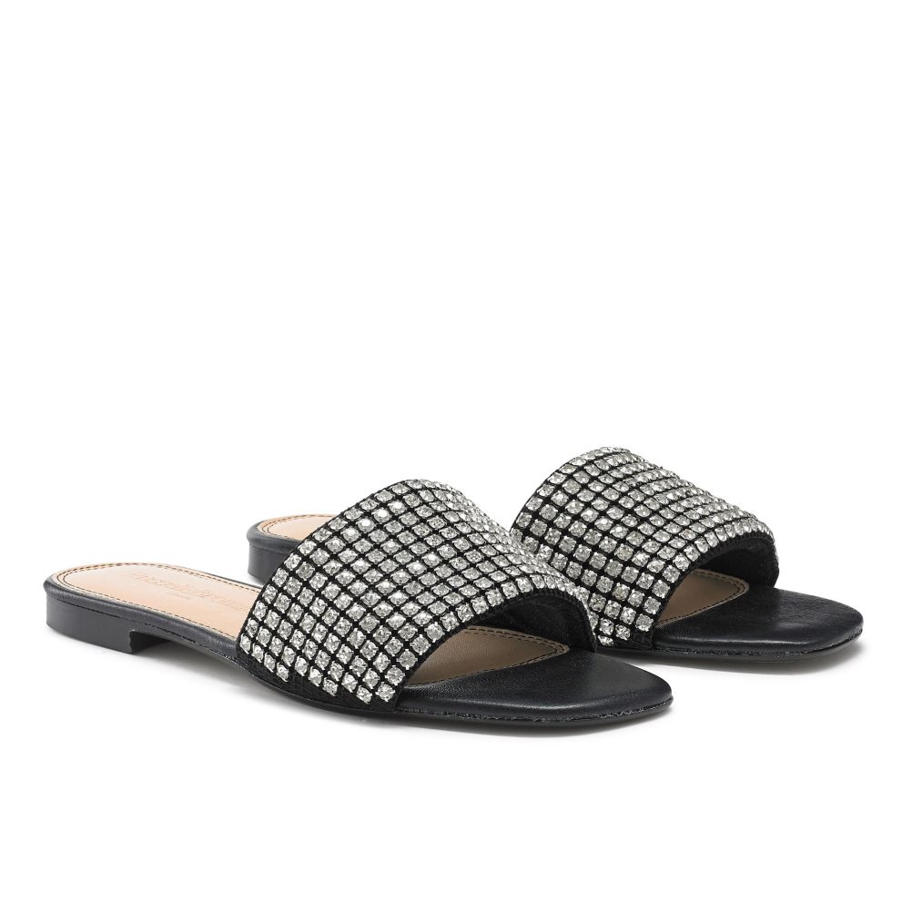 Női Russell And Bromley Blingmule Diamante Papucs Fekete | 814309SWO