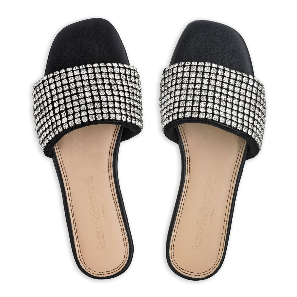 Női Russell And Bromley Blingmule Diamante Papucs Fekete | 814309SWO