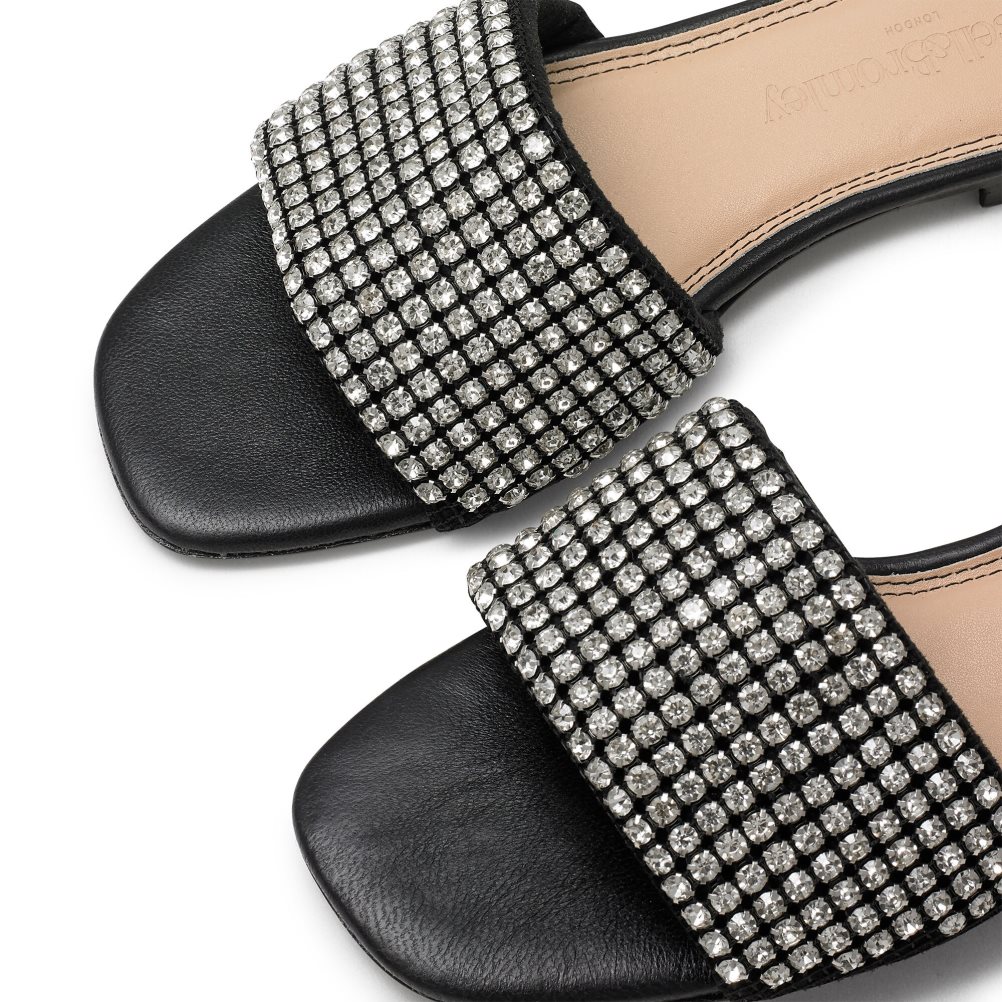 Női Russell And Bromley Blingmule Diamante Papucs Fekete | 814309SWO