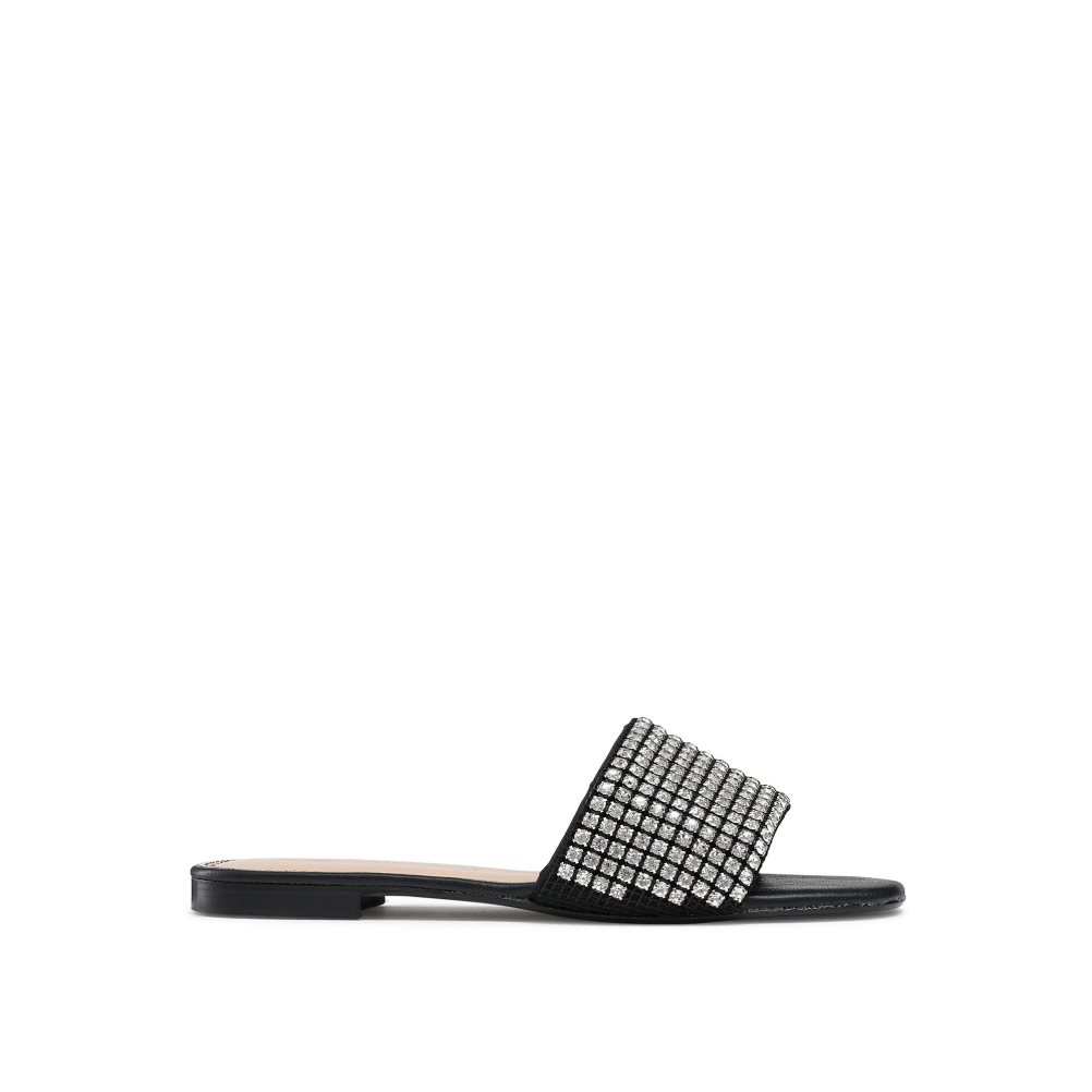 Női Russell And Bromley Blingmule Diamante Papucs Fekete | 814309SWO