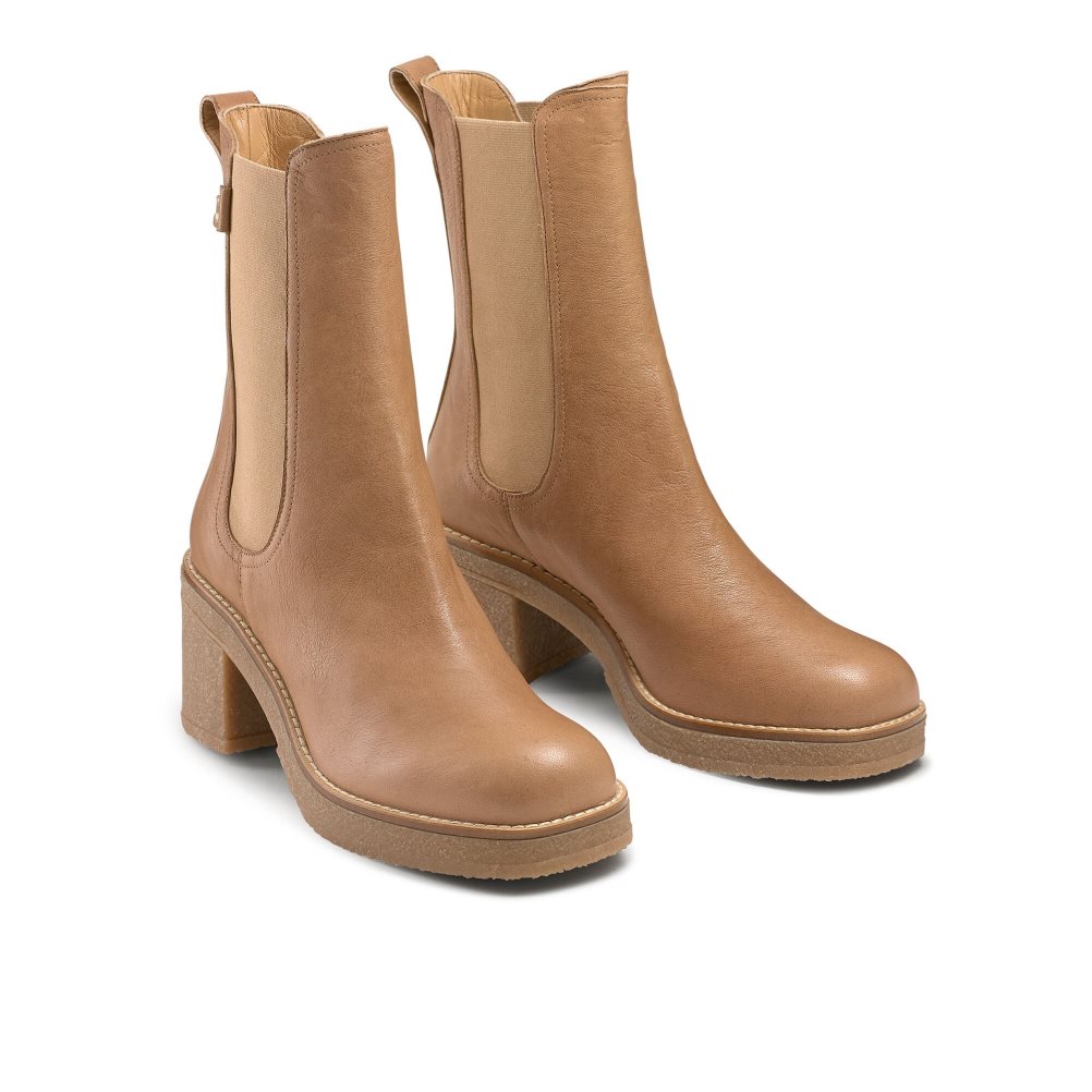 Női Russell And Bromley Bootcut Crepe Sole Chelsea Csizma Barna | 921587ANR