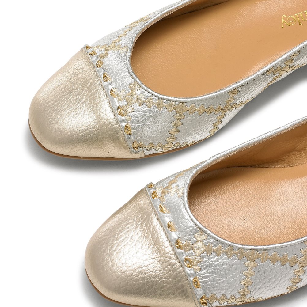 Női Russell And Bromley Boulevard2 Balerina Cipő Titán Arany | 493628BHJ