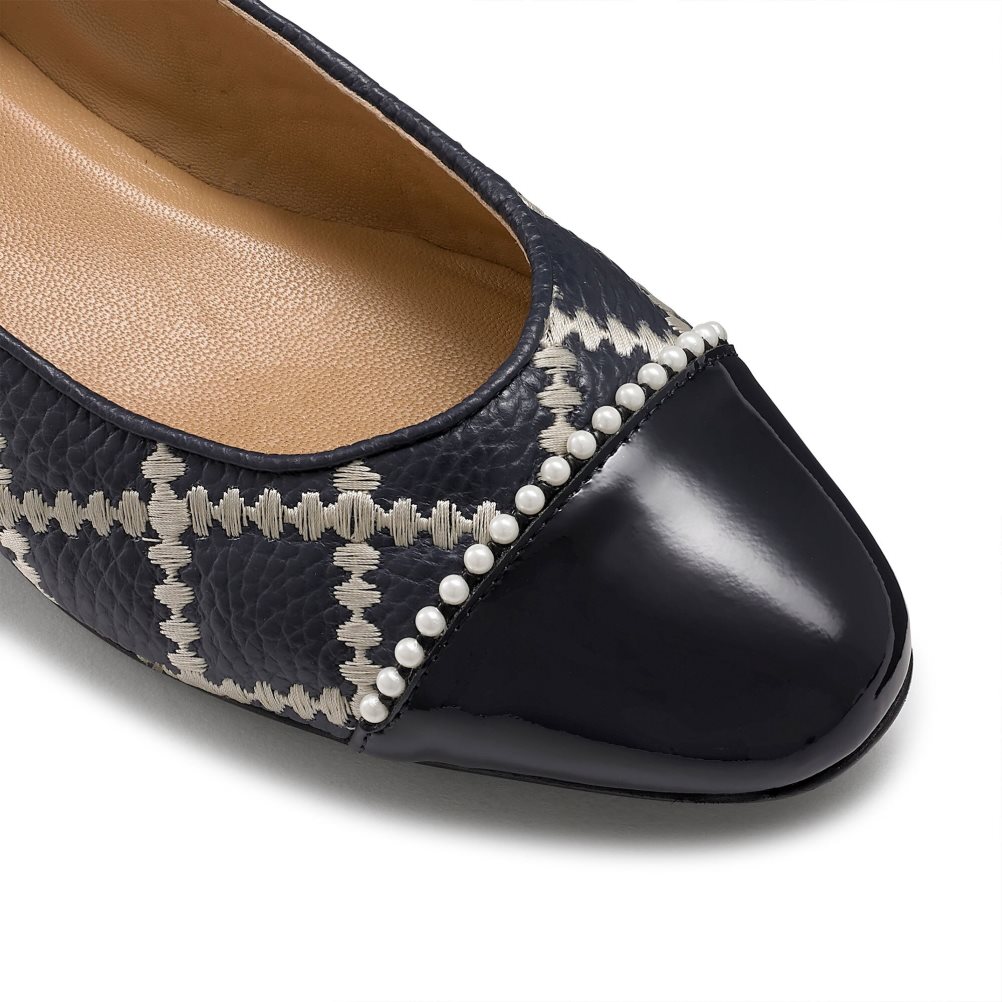 Női Russell And Bromley Boulevard Pearl Balerina Cipő Sötétkék Fekete | 806519TOW