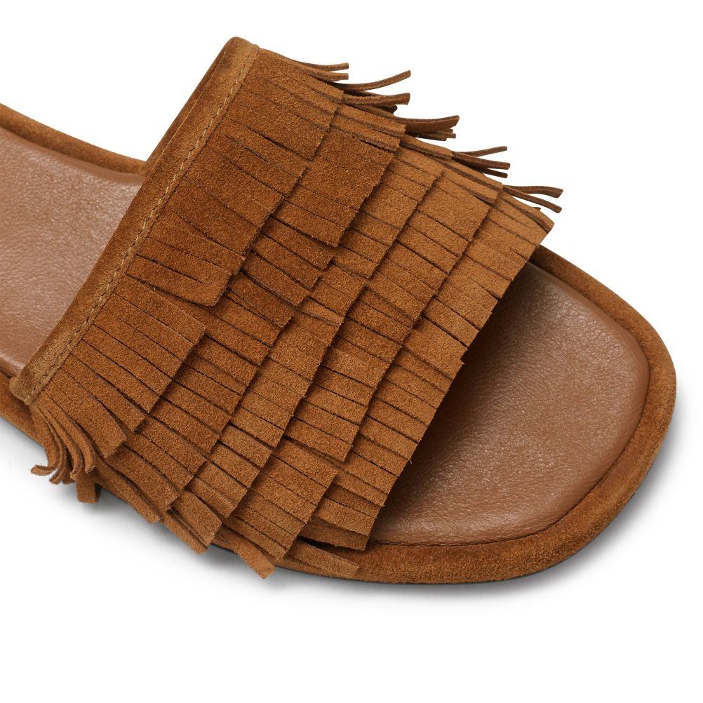 Női Russell And Bromley Cascade Fringe Papucs Barna | 279608FDK