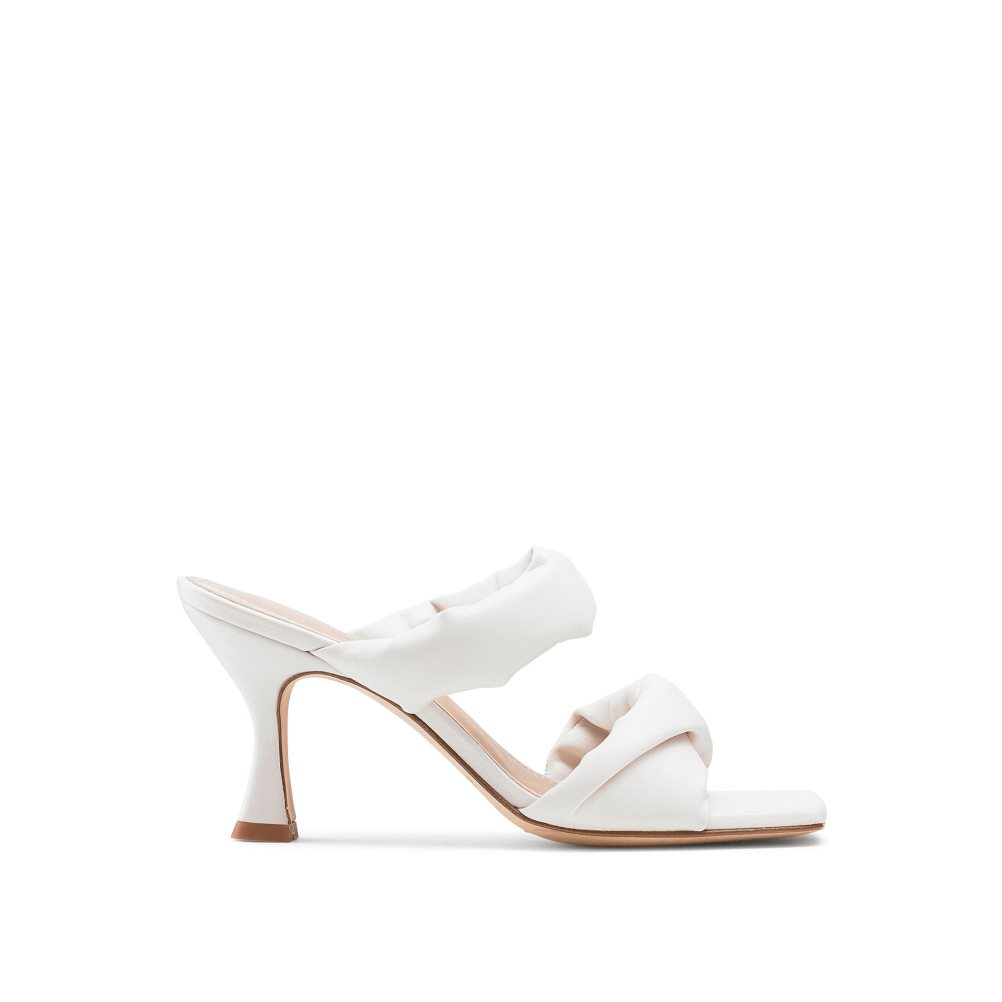 Női Russell And Bromley Cocktail Puff Pántos Mule Cipő Fehér | 270961GZJ