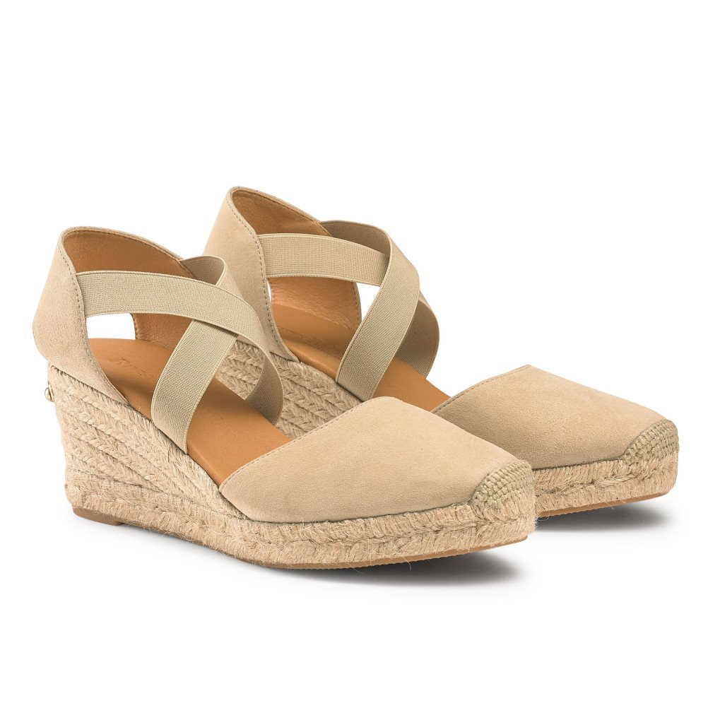 Női Russell And Bromley Coco-cross Elastic Espadrille Éktalpú Cipő Világos Barna | 061354REZ