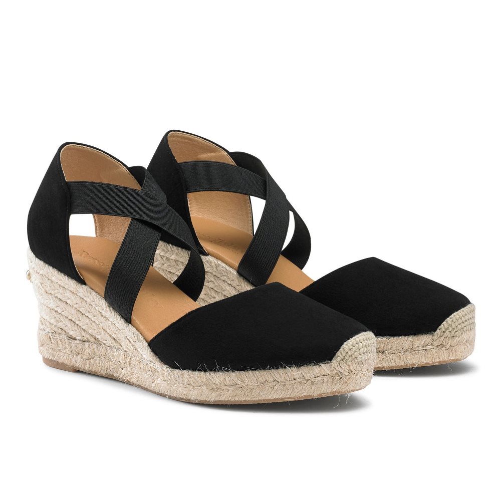 Női Russell And Bromley Coco-cross Elastic Espadrille Éktalpú Cipő Fekete | 159083BYE