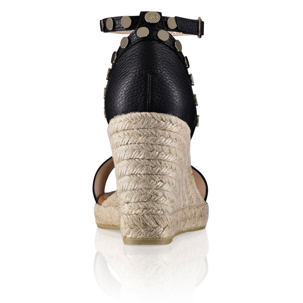 Női Russell And Bromley Coin Spin Stud Espadrille Éktalpú Cipő Fekete | 291583YUP