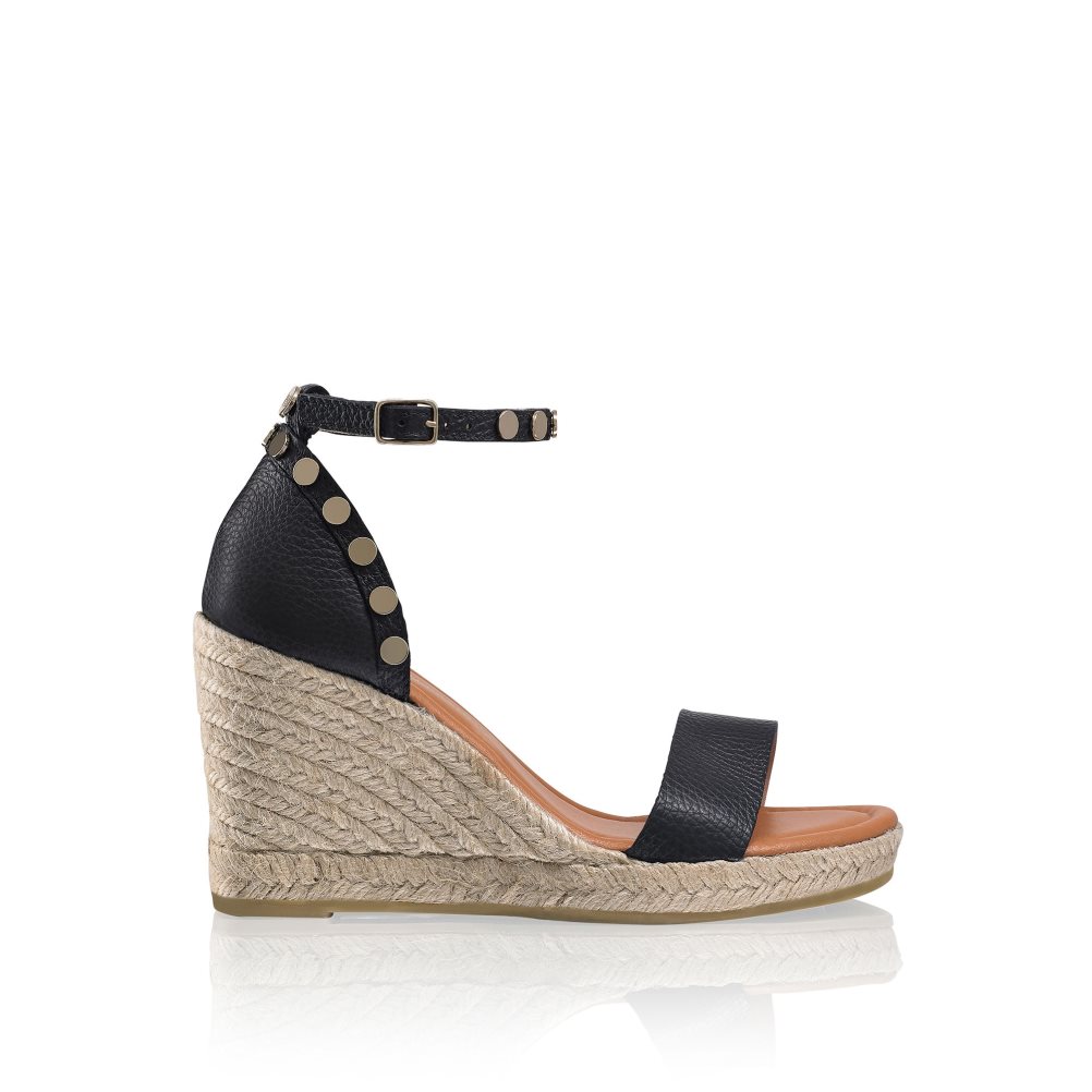 Női Russell And Bromley Coin Spin Stud Espadrille Éktalpú Cipő Fekete | 291583YUP