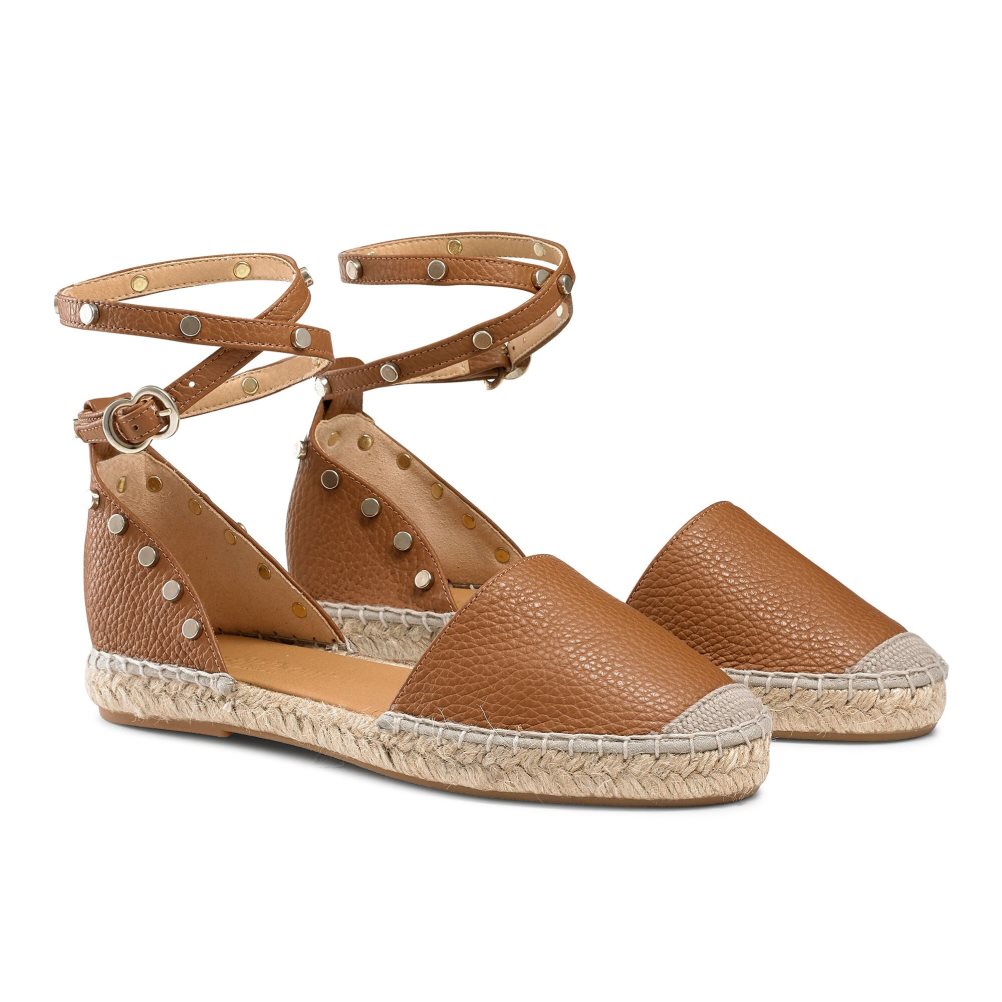 Női Russell And Bromley Coin Wrap Ankle Wrap Lapos Szandál Barna | 490176JKP